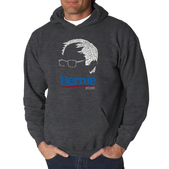 LA Pop Art Men's Word Art Hooded Sweatshirt - Bernie Sanders 2020