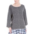 thumbnail image 1 of Max Studio London Womens Contrast-Trim Pullover Sweater, Grey, Large, 1 of 3