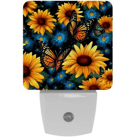

Sunflower butterfly LED Square Night Lights - Modern Design Energy Efficient Indoor Lighting for Bedrooms Bathrooms and Hallways - 200 Characters