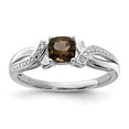 thumbnail image 4 of 925 Sterling Silver Rhodium Smoky Quartz Diamond Ring Size 9, 4 of 7