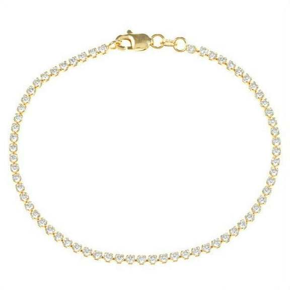iJewelry2 Gold Plated Sterling Silver Thin Clear CZ Bridal Tennis Bracelet