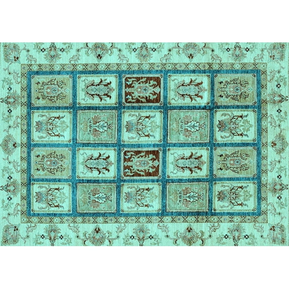 Ahgly Company Indoor Rectangle Abstract Light Blue Modern Area Rugs, 6' x 9'