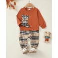thumbnail image 2 of 12 Months Baby Boys Clothes 18 Months Boys 2PCS Fall Winter Outfits Set Cute Bear Print Toddler Boys Long Sleeve Round Neck Top Pants Set Brown, 2 of 8