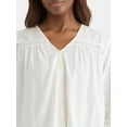 thumbnail image 4 of Time and Tru Women's Lace Inset Blouse with Long Sleeves, Sizes XS-XXXL, 4 of 5