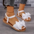 thumbnail image 3 of Pandaie Flat Sandals for Women Open Toe Bowknot Summer Beach Shoes Ankle Strap Comfortable Orthopedic Cork Footbed Slides White 8, 3 of 9