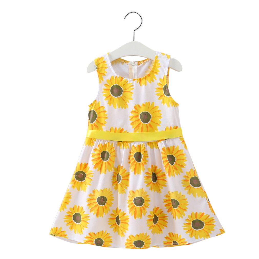 Toddler Kids Baby Girls Flower Dress Sunflower Party Bridesmaid Pageant Dresses