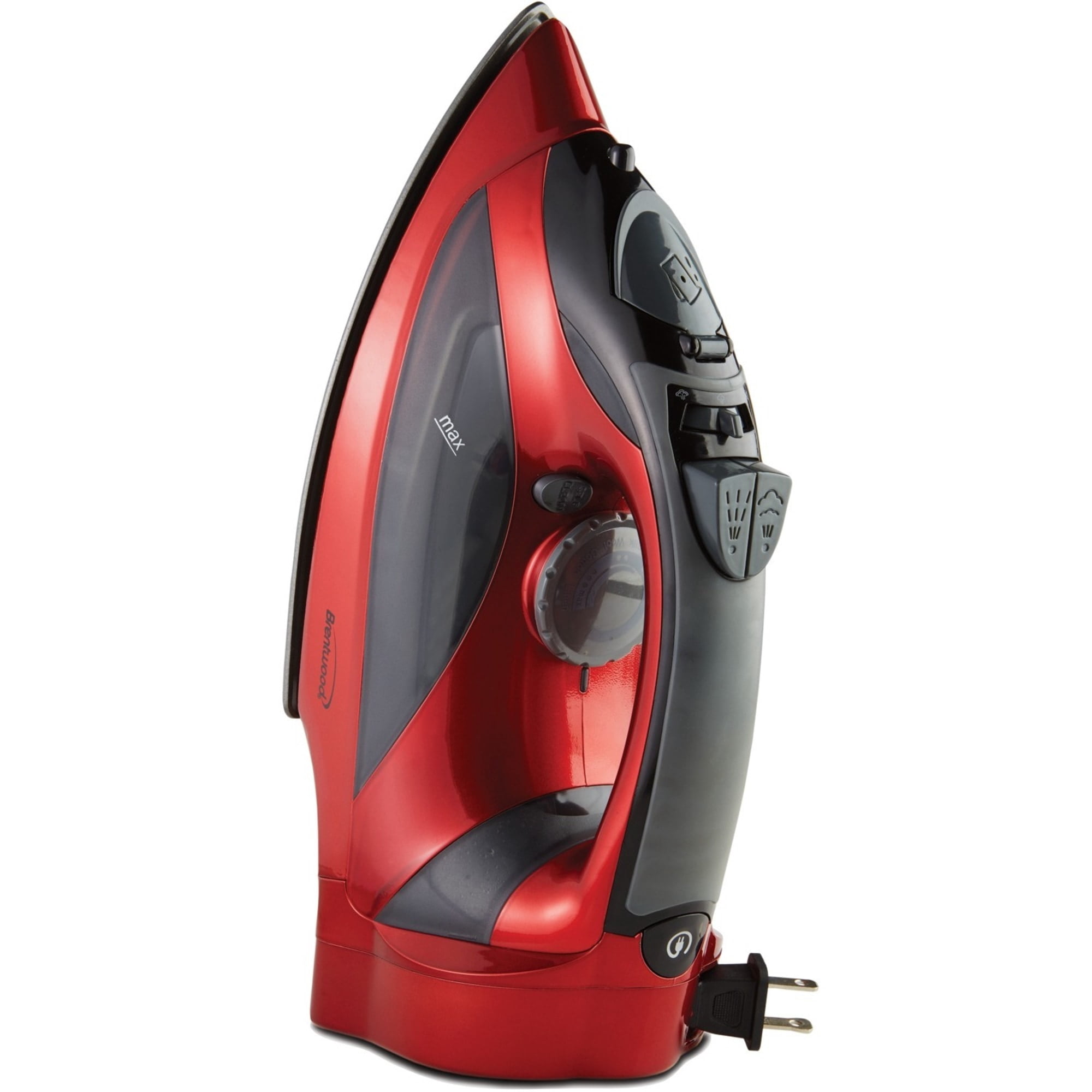 Brentwood MPI-59R Non-Stick Steam Iron with Retractable Cord, Red