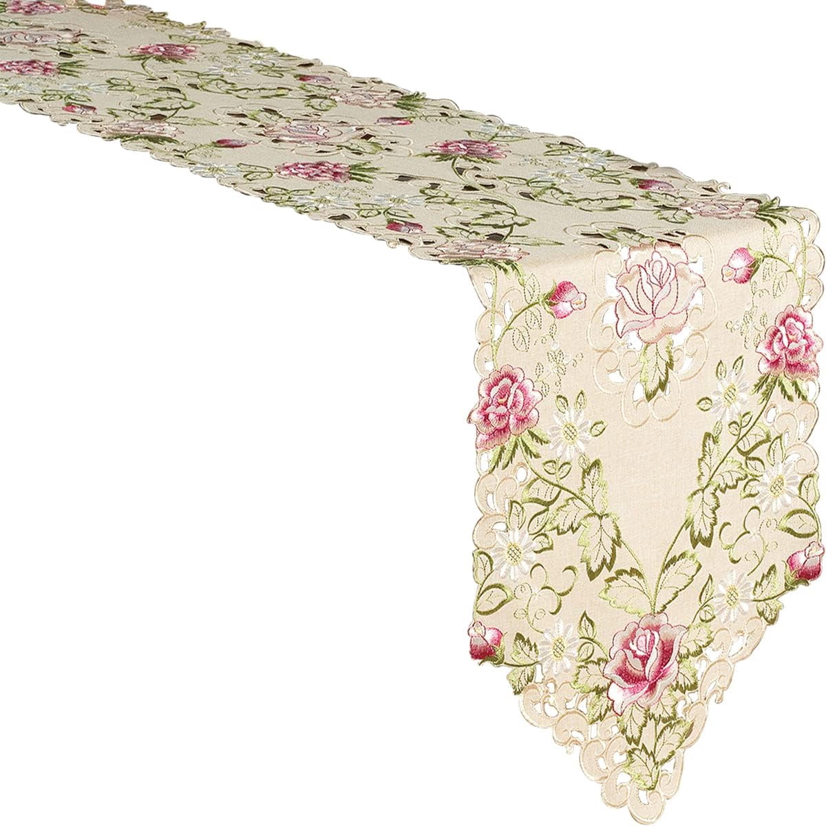 Table Runner Set of 6 for Dining Table, Beige Table Linen, 14x108 inches - The Docia Collection - Home Decor