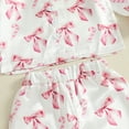 thumbnail image 4 of Spewahor Kids Baby Girls Christmas Pajamas Sets 1T 2T 3T 4T 5T 6T 7T Candy Cane and Bow Pattern Feather Edge Lapel Long Sleeve Tops Elastic Waist Pants, 4 of 5