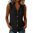 thumbnail image 2 of Noric Women's Sleeveless Button Down Blouse V Neck Solid Color Summer Casual Loose Fit Tank Tops, 2 of 9