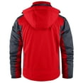 thumbnail image 3 of Wutalume Unisex Colorblock Zipper Pocket Hooded Jacket, Men's Casual Plush Jacket with Water-Resistant Finish, Warm Lining for Outdoor Adventures and Daily Protection,Red XL, 3 of 6