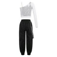 thumbnail image 2 of Linjinx Girls 2 Piece Hip Hop Dance Clothing Set Trendy Crop Top Cargo Pants Workout Outfit Silver 14, 2 of 7