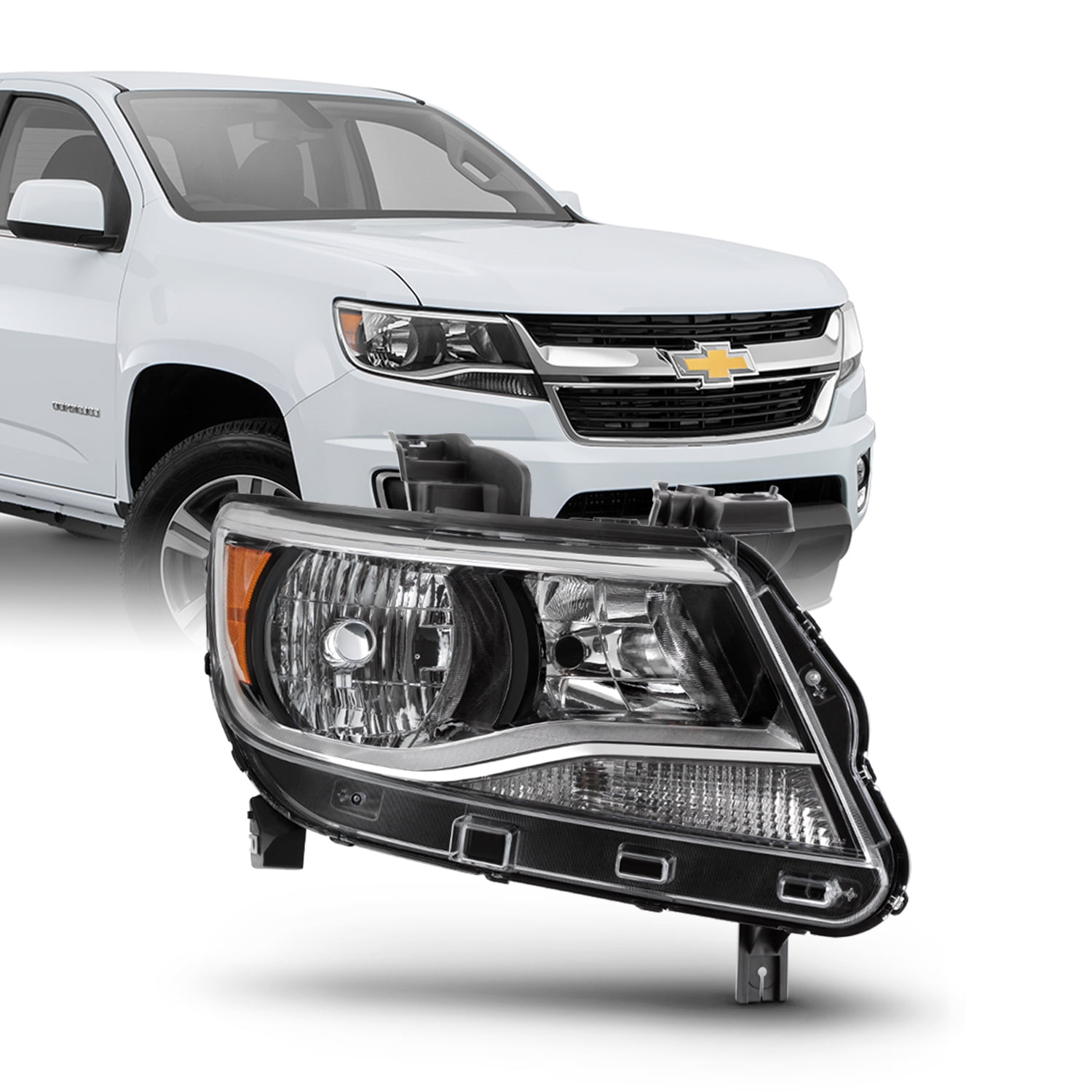[Halogen Type] For 20152020 Chevy Colorado Black Headlight Right Passenger Side