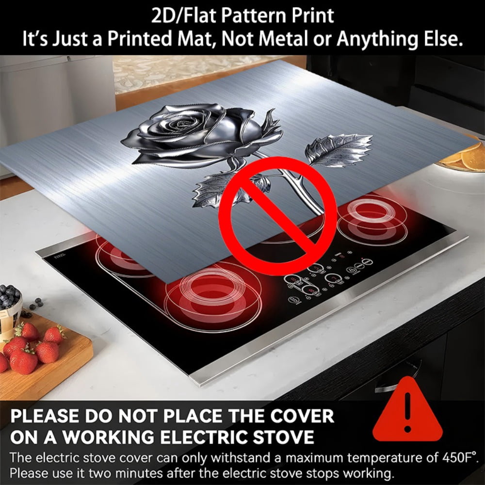 1 2D/flat stove cover protection pad, embossed rose pattern design, 28.3x20.5 inches (72×52cm), easy to clean, perfectly suitable for any kitchen, washing machine, dryer, stove panel protection pad,