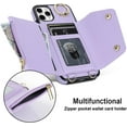 thumbnail image 5 of for iPhone 11 Pro Max Case Wallet with Strap for Women,Crossbody Lanyard and Wristlet Strap,Zipper Pocket,Credit Card Holder,Ring Stand,RFID Blocking Phone Wallet Cases(6.5 inch,Purple), 5 of 18