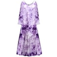 thumbnail image 1 of Plus size 3x Womens Dress Purple Tie-Dye Print Long Sleeve Princess Cut, 1 of 4