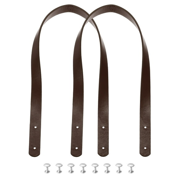 2pcs 24 Inch (60cm) Leather Purses Straps Handbag Belt Band Bag Handle, Dark Brown