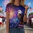 thumbnail image 2 of felwors Women's Patriotic USA Flag & Bald Eagle Fireworks T-Shirt – Short Sleeve Crew Neck Casual 4th of July Tee for Outdoor Gatherings (Dark Blue, M), 2 of 8