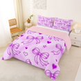 thumbnail image 2 of Manfei Cute Purple Bowknot Queen Comforter Set,Cartoon Cute Bow Comforter Sets Queen,Pink Reversible,3-Piece,1 Comforter and 2 Pillowcases, 2 of 7