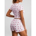 thumbnail image 6 of Biezeib Women Pajama Set, Strawberry Print Short Sleeve Square Neck T-shirt with Shorts Sleepwear Loungewear, 6 of 6