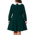 thumbnail image 4 of DARING DIVA Plus Christmas Peter Pan Collar A Line Knee Length Dress 4X Dark Green, 4 of 6