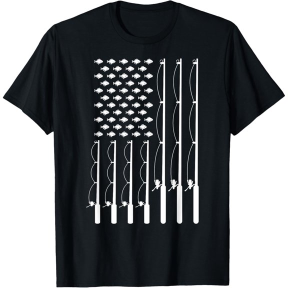 American Flag Bass Fishing Rod Fishing Lover T-Shirt
