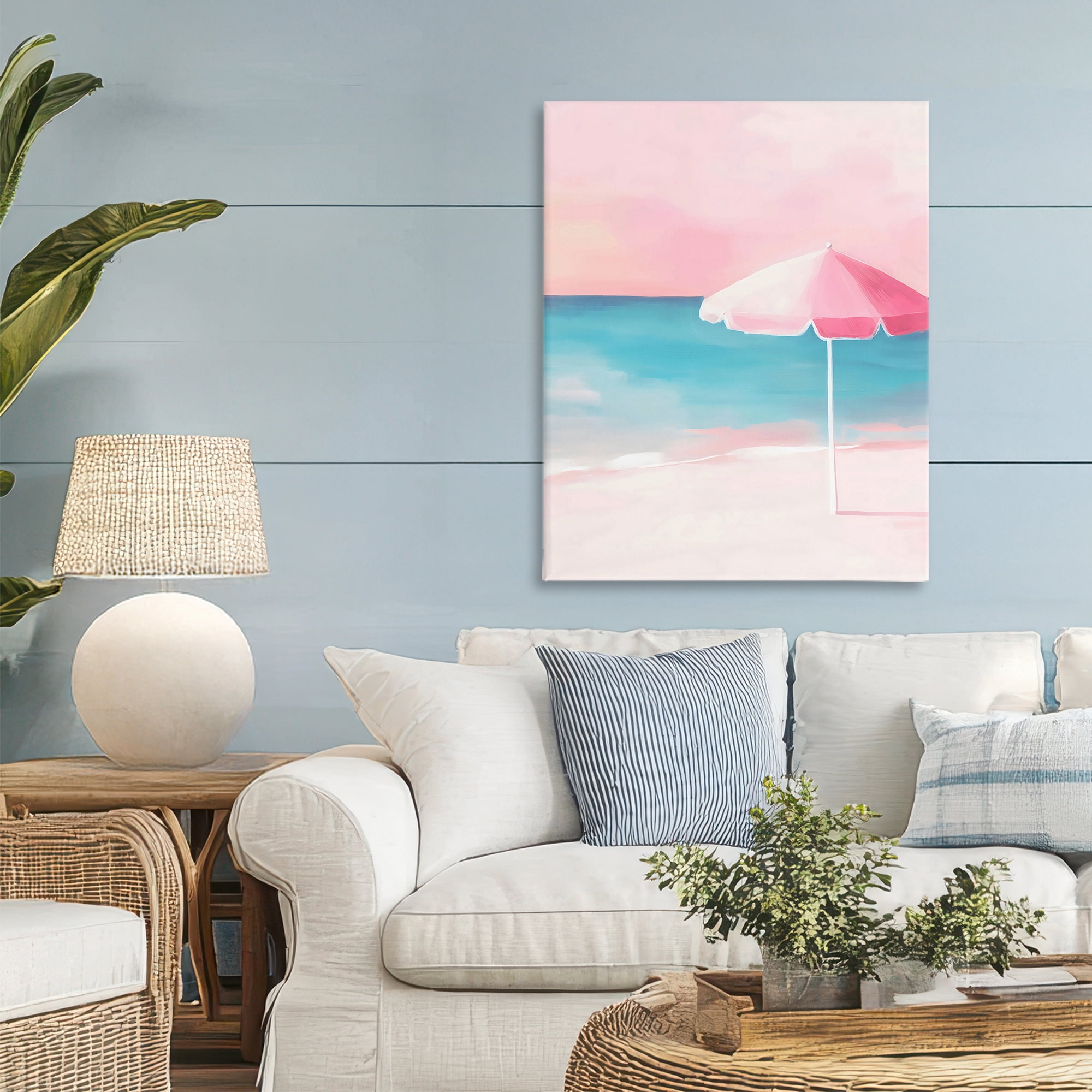 Stupell Industries Serene Pink Beach Umbrella Canvas Wall Art, design by The Prints Vibe