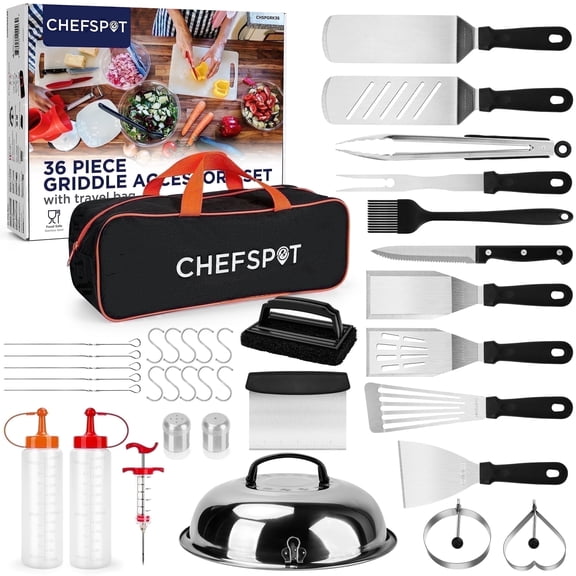 CHEFSPOT Griddle Accessories for Blackstone, BBQ, Flat Top Grilling Spatula Kit, 36-Piece