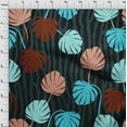 thumbnail image 4 of oneOone Cotton Cambric Teal Green Fabric Tropical Palm Leaf With Broken Fat Lines Sewing Fabric By The Yard Printed Diy Clothing Sewing Supplies 56 Inch Wide, 4 of 4