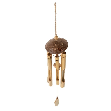 WHAMVOX Bamboo Wind Chime with Coconut Shell Bells for Outdoor Home Decoration 10 Inches