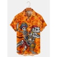 thumbnail image 3 of Camisas para hombre con estampado floral de calavera vintage, divertidas camisas con estampado de calavera en 3D, blusa hawaiana de manga corta, camisa con solapa estampada para hombre, 3 of 4