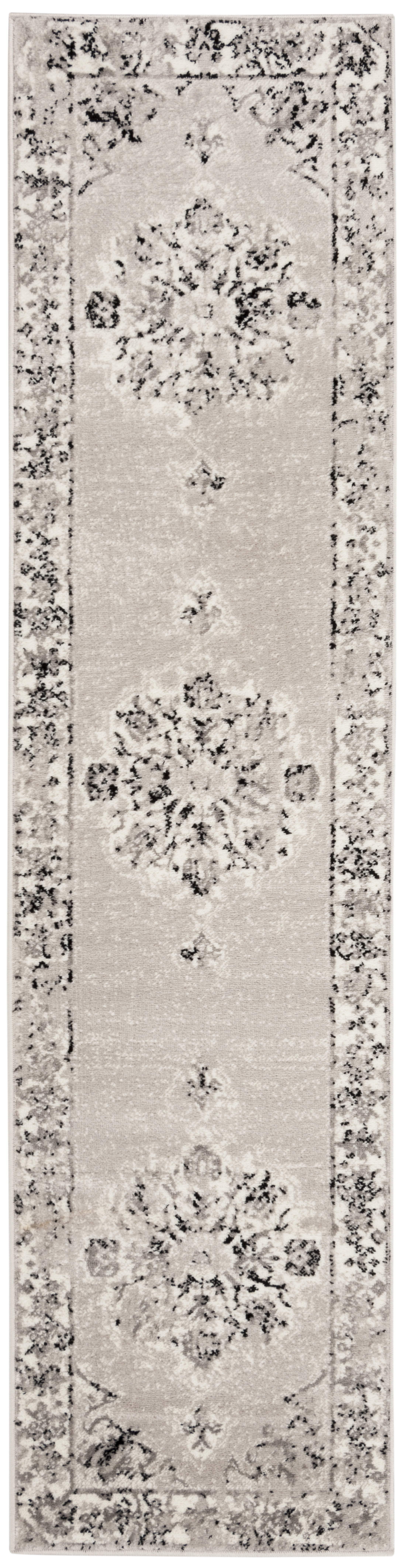 SAFAVIEH Skyler Nikeisha Floral Runner Rug, Grey/Ivory, 2' x 8'