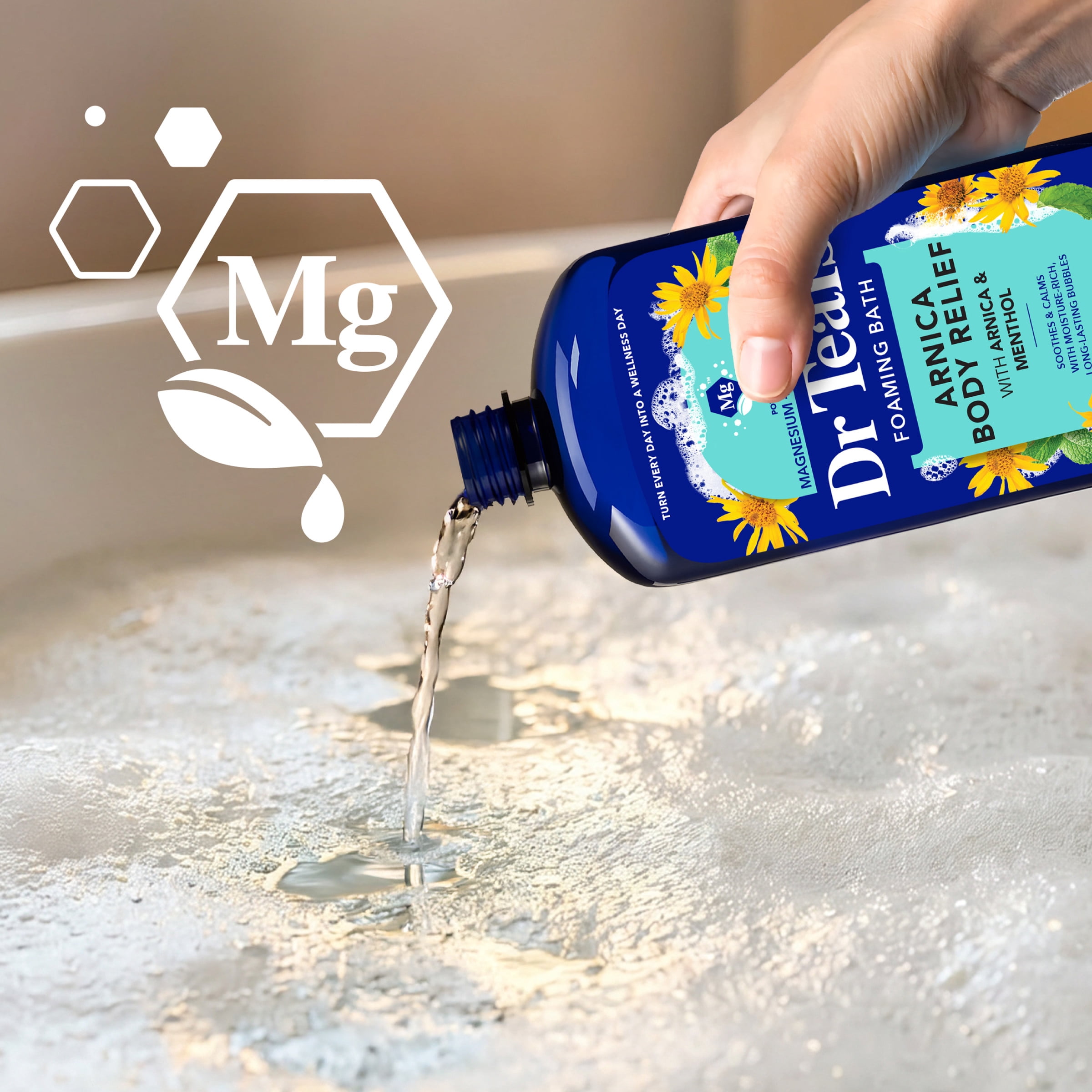 Dr Teal's Arnica Body Relief Foaming Bubble Bath with Pure Epsom Salt, 34 fl oz