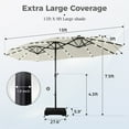 thumbnail image 6 of Alpha Joy 15ft Extra Large Outdoor Patio Double-Sided Umbrella with Solar Lights & Umbrella Base, Ivory, 6 of 6