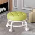 thumbnail image 4 of Padded Rolling Stool with 360° Swivel Wheels , Low Profile Round Soft Cushion Seat , Heavy Duty Sturdy Metal Frame , Mobile Utility Stool for Home office Kitchen Salon Makeup Cleaning Craft Work, 4 of 8