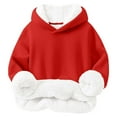 thumbnail image 2 of Feancey Fleece Lined Hoodies for Boy Girls Winter Sherpa Warm Sweatshirts Thicken Casual Fuzzy Hooded Pullover for Kids Red 6 Years, 2 of 3