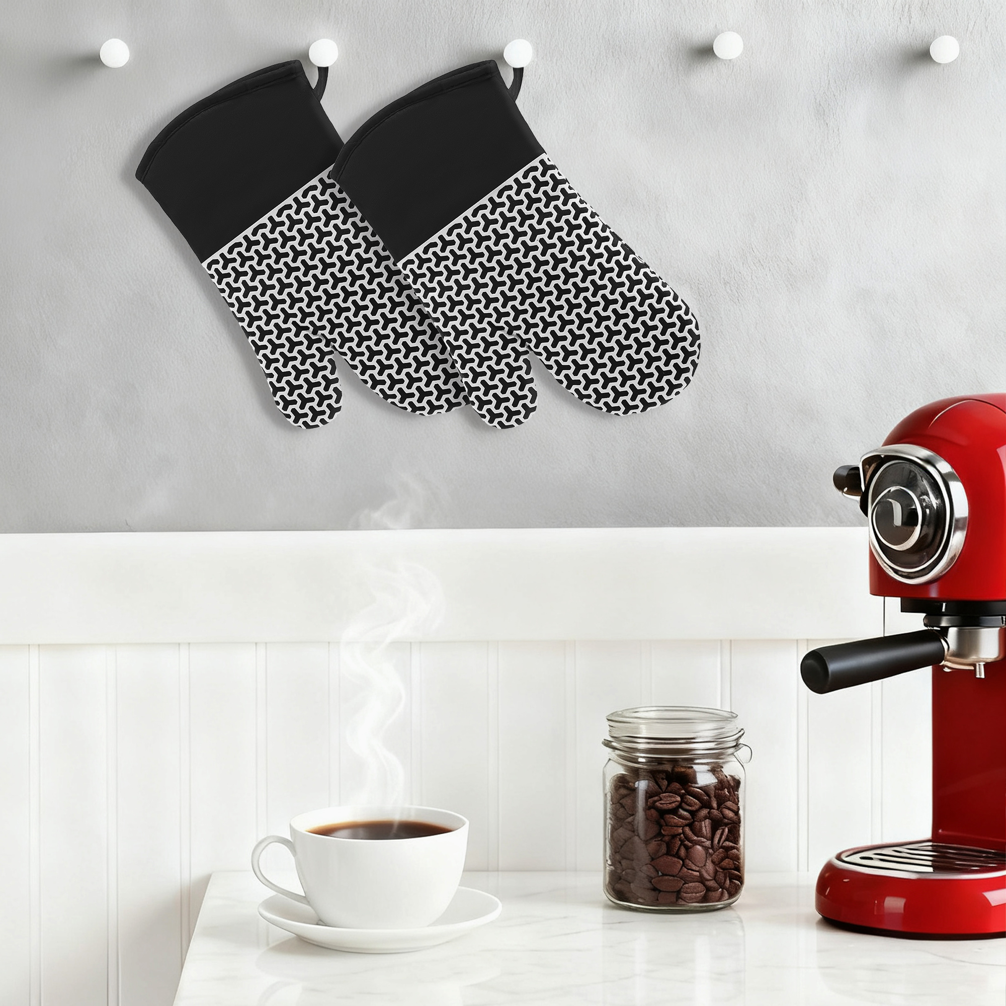 Unique Bargains Heat Resistant Cooking Gloves Flexible Gripping Black 12.8x7.5inch