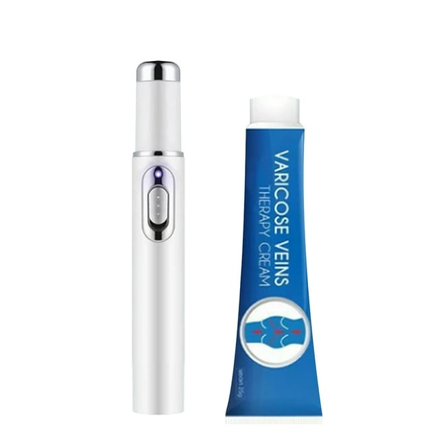 Set de terapia de luz azul para venas varicosas, crema para venas varicosas y bolígrafo de terapia de luz azul