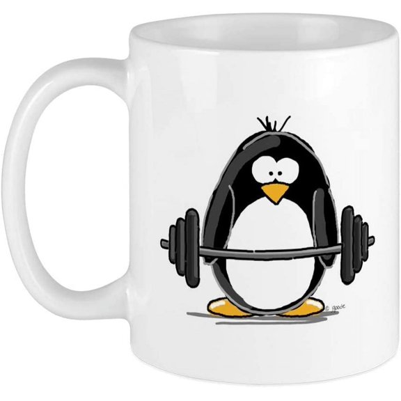 Weight Lifting Penguin Mug Ceramic Coffee Mug, Tea Cup 11 oz