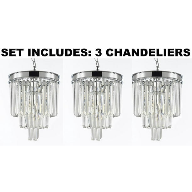 Glass Fringe 3 Tier Chandelier, Swag Crystal Chandelier Lighting H50 X W30