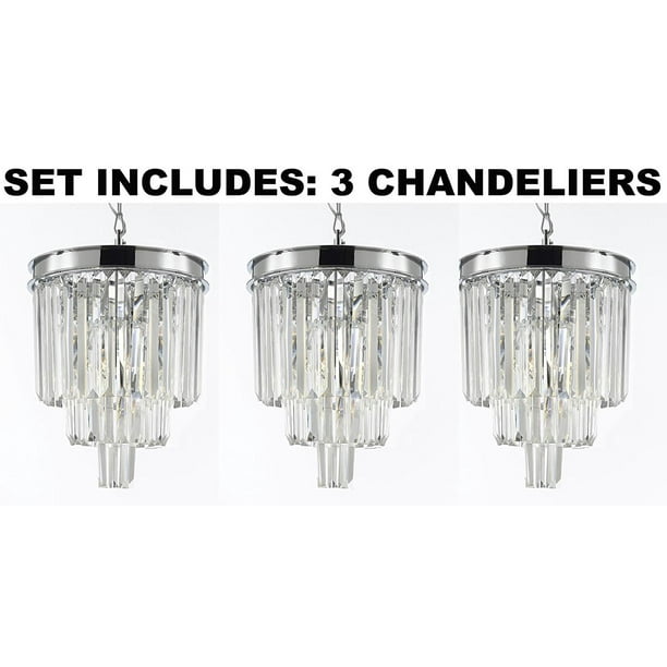 Set Of 3 Palladium Empress Crystal Tm Glass Fringe Tier Chandelier Com Glass Fringe 3 Tier Chandelier, Swag Crystal Chandelier Lighting H50 X W30