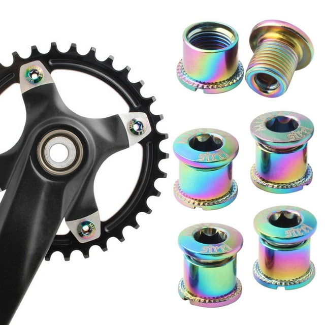 5 uds tuercas de perno de plato tornillos de rueda dentada de bicicleta de carretera perno de piñones antioxidante B-disco doble Sharpla Tornillos de perno de plato
