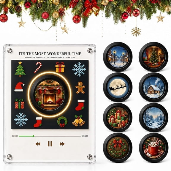 Christmas Vinyl Fridge Magnetic Music Player, Mini Record Player, NFC Discs