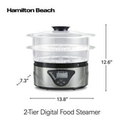 Hamilton Beach Digital Food Steamer, Vegetable Steamer and Rice Cooker, Programmable, 5.5 Qt., Black