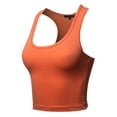 thumbnail image 2 of A2Y Women's Basic Cotton Casual Scoop Neck Cropped Racerback Tank Tops Ash Copper XL, 2 of 5