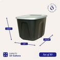 thumbnail image 4 of Homz 6610BKTS.10 10 Gallon Durable Molded Plastic Storage Bin w/ Lid (10 Pack), 4 of 10