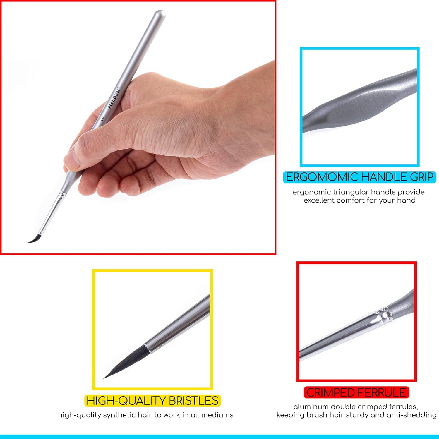 JJEAN-Miniature Paint Brush Set,15 Tiny Professional Fine Tip Detail Paint Brushes, Detailing Paintbrushes for Acrylic Watercolor Oil Painting- Model Face Nail Craft