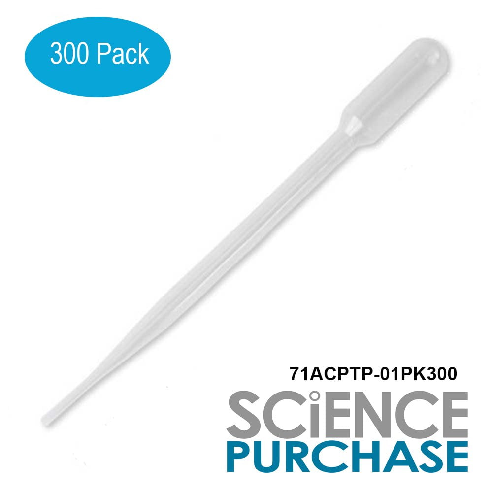 300 Pack Plastic Transfer Pipettes 3mL, Graduated to 0.5mL by