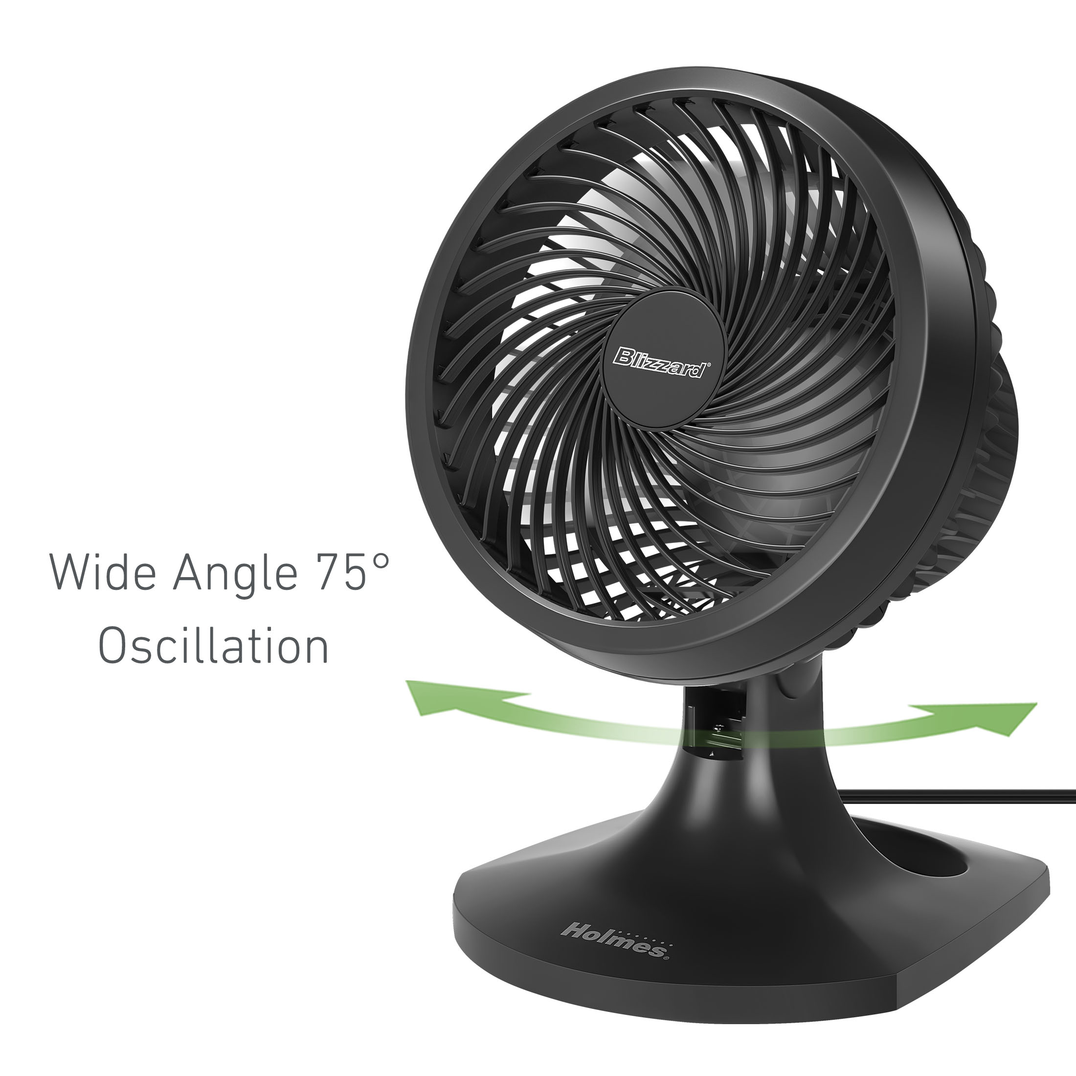 Holmes Blizzard 9 Inch Oscillating Table Fan, 3 Speeds, Wall Mount, Adjustable Head, Charcoal - image 4 of 9