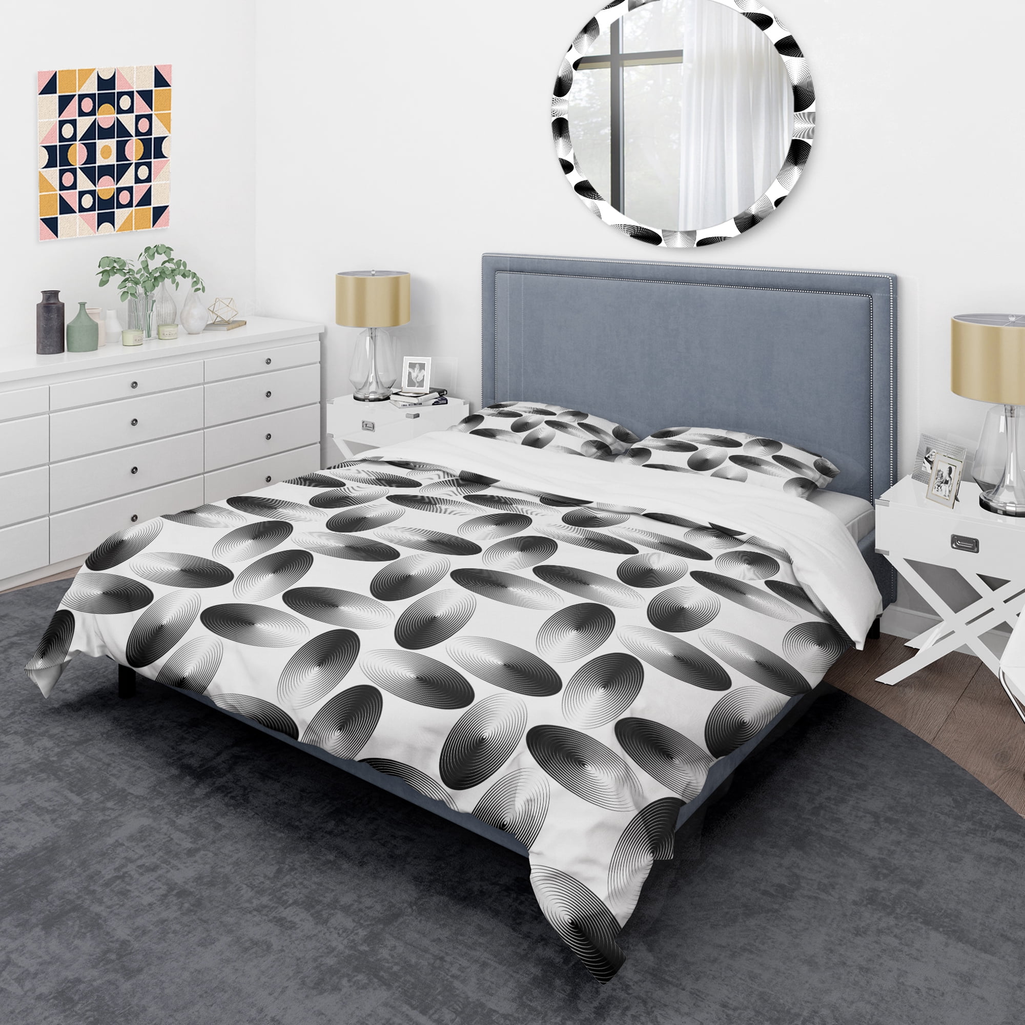 Designart 'Retro Geometrical Abstract Pattern IV' Mid-Century Modern Duvet Cover Set